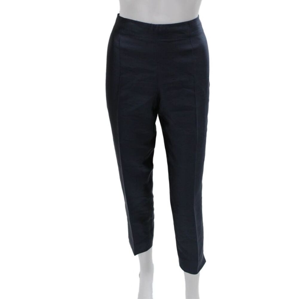 Style Paris Womens Cropped Cotton Pants Blue Zip Size M